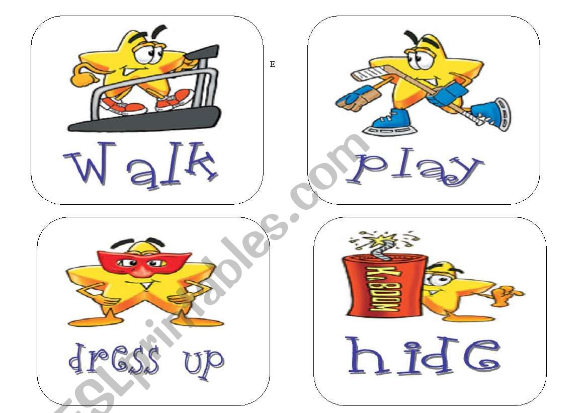 flashcards . verbs I worksheet