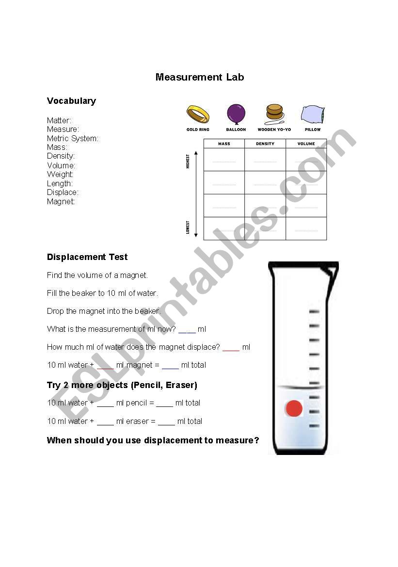 Measurement Lab worksheet
