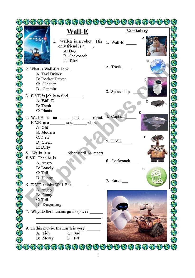 Wall-E worksheet