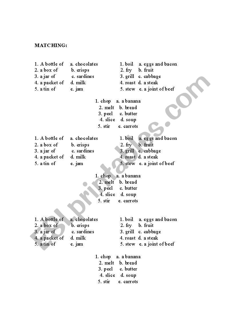 Food worksheet