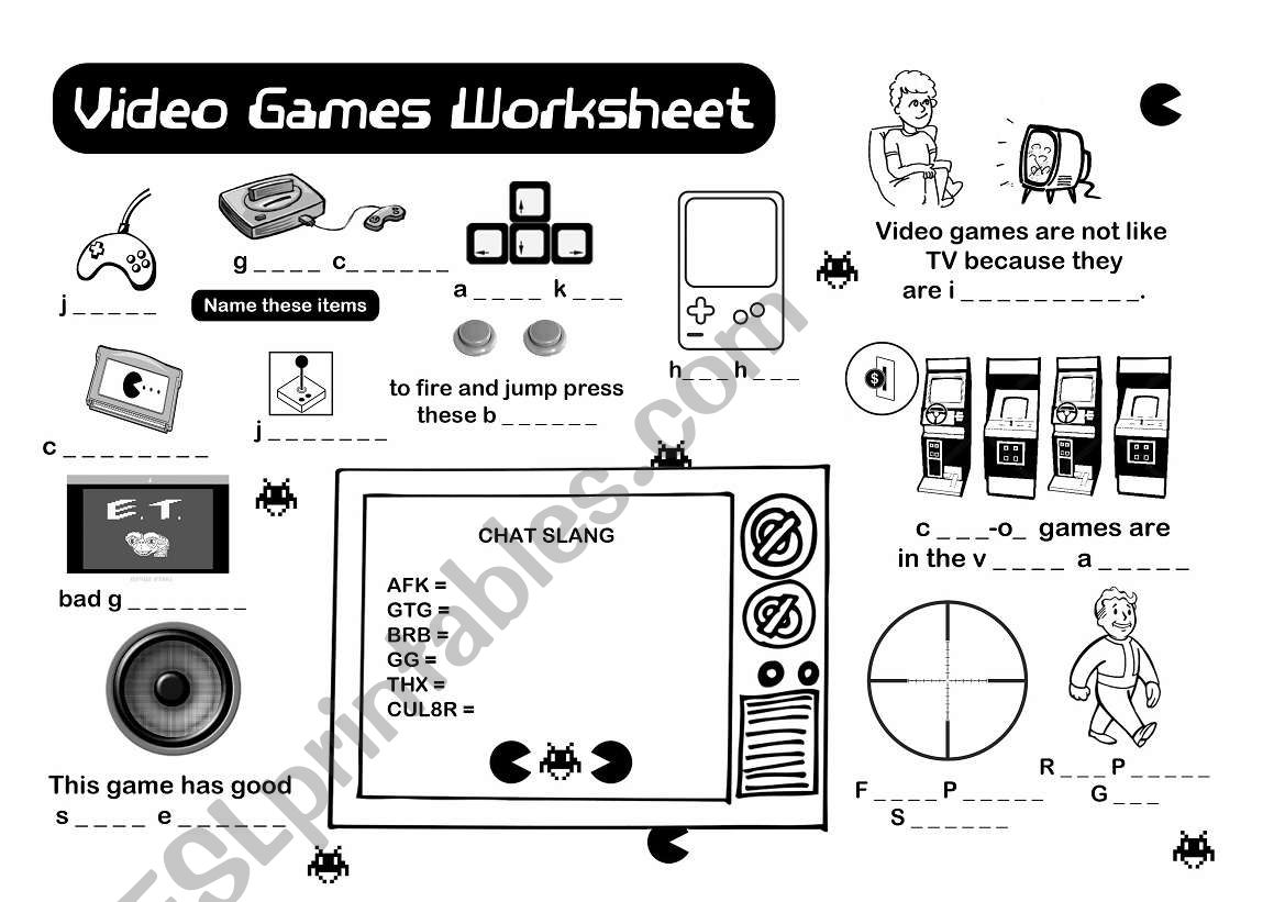 Video Games Vocabulary Worksheet
