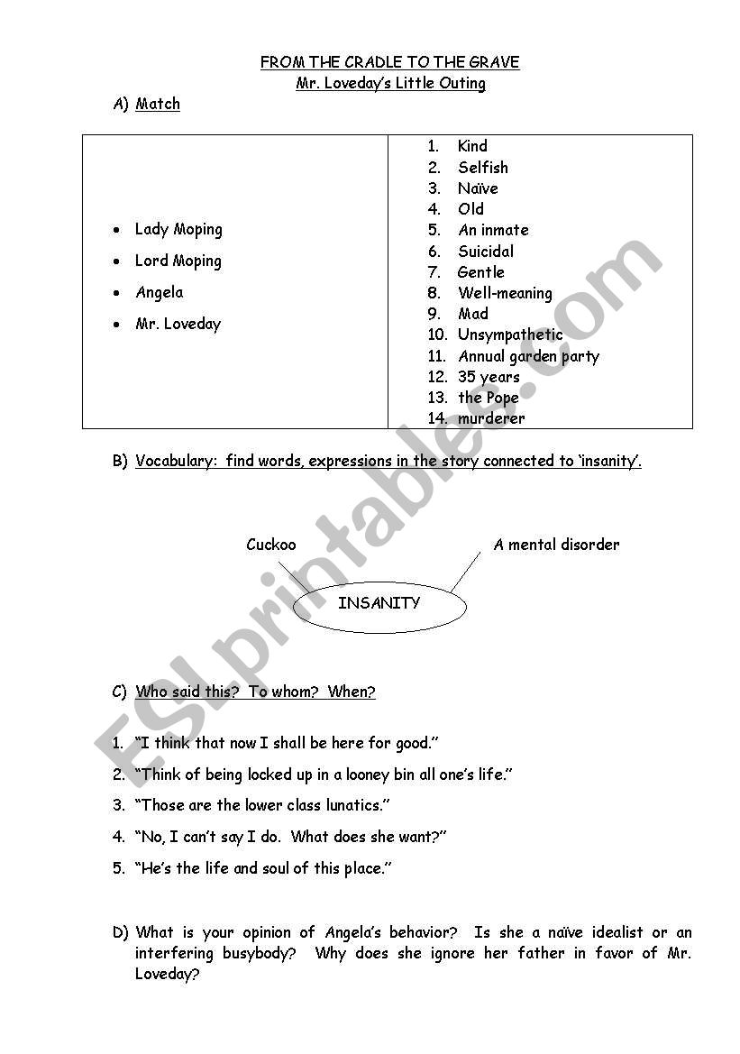 Mr Lovedays Little Outing worksheet