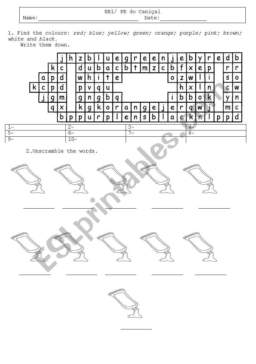 The Colours worksheet