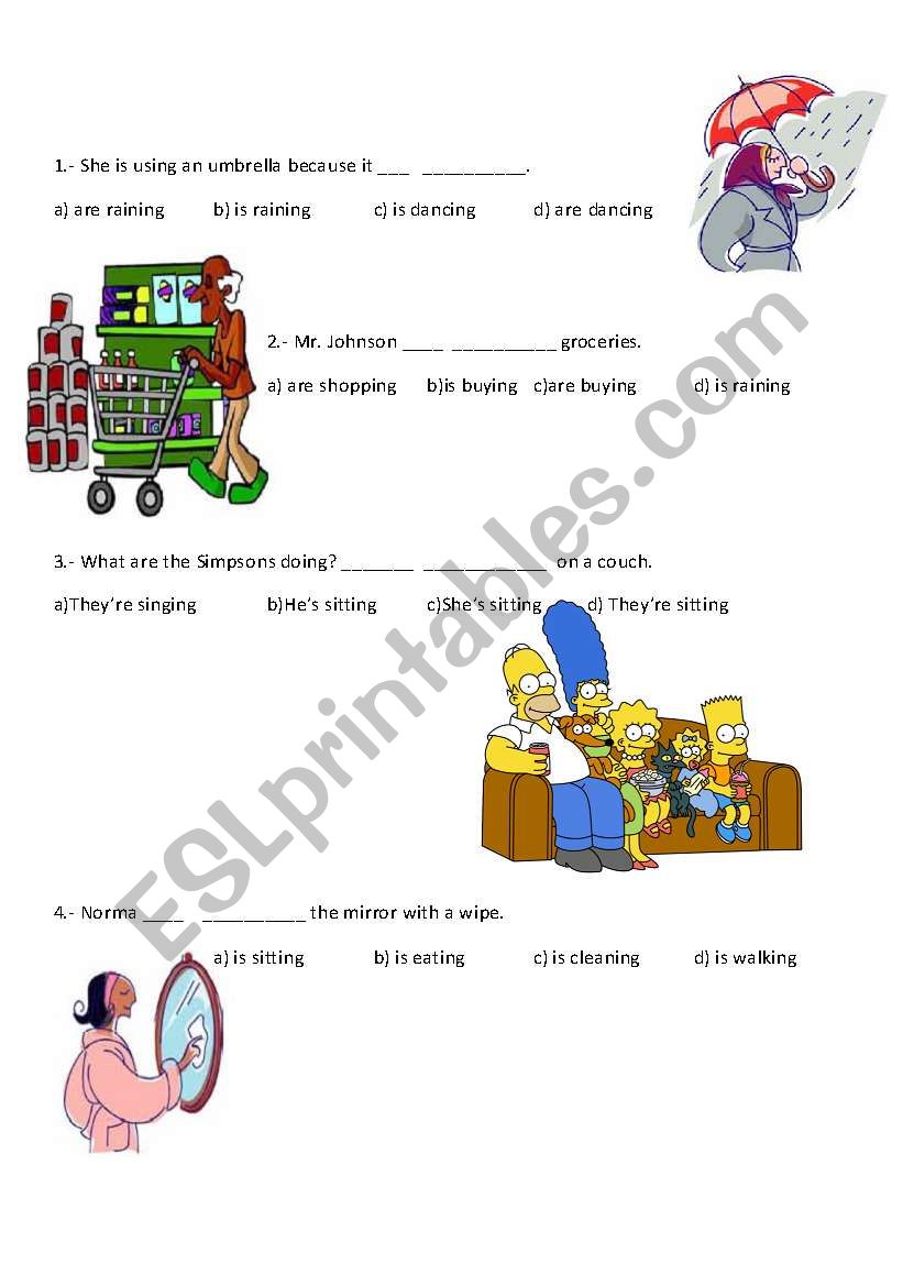 Present continuous worksheet