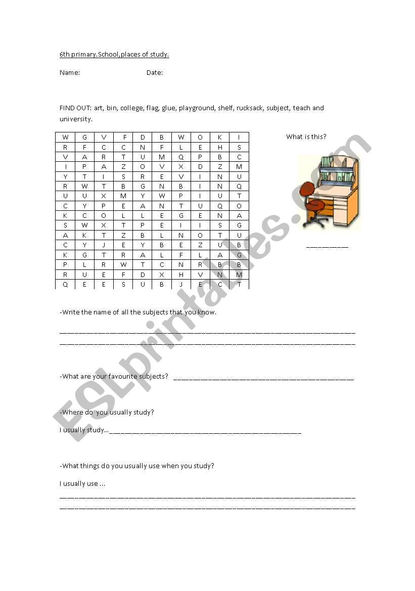 school worksheet