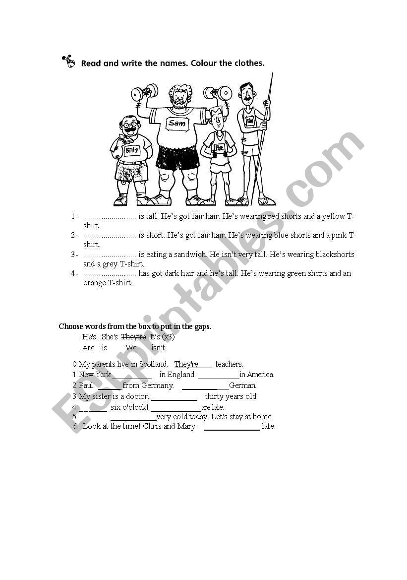 Describing people and to be worksheet