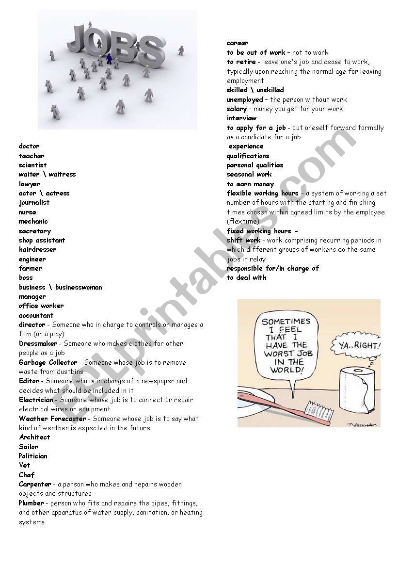 Jobs worksheet