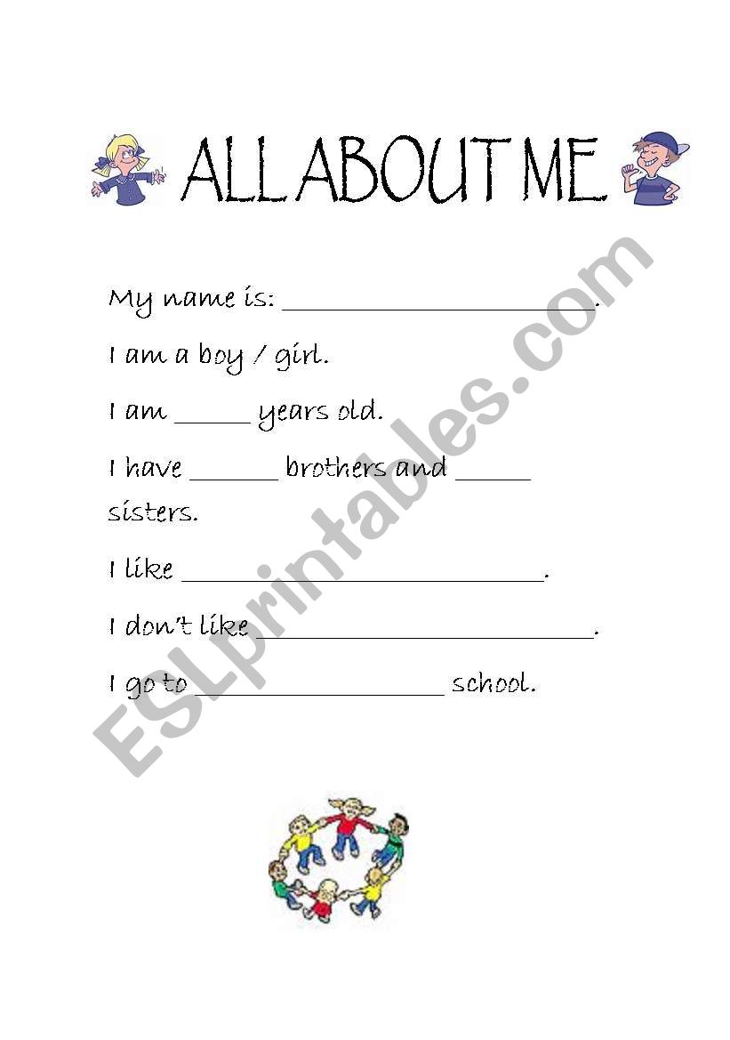 All about me worksheet