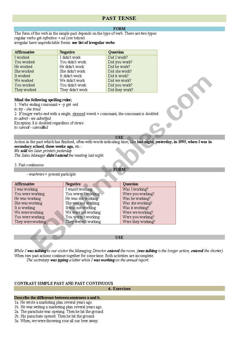 Past simple worksheet