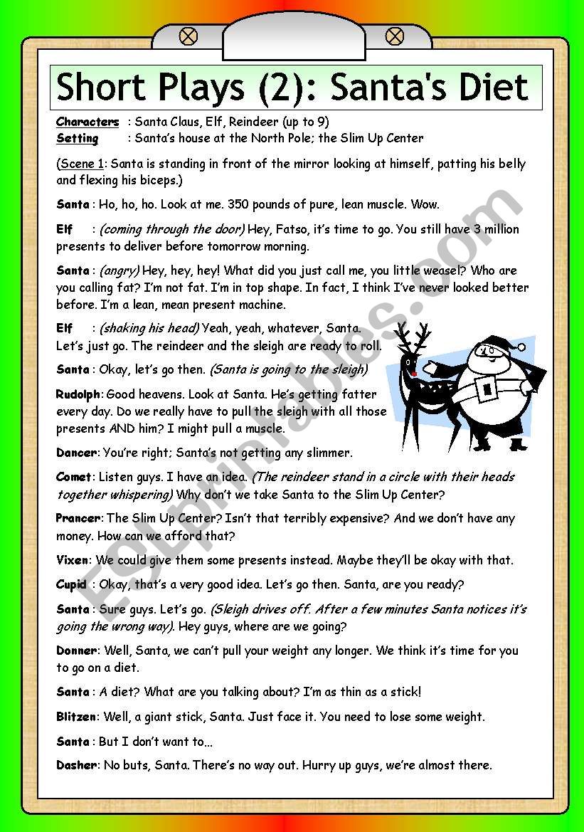 Short Plays (2): Santa´s Diet worksheet