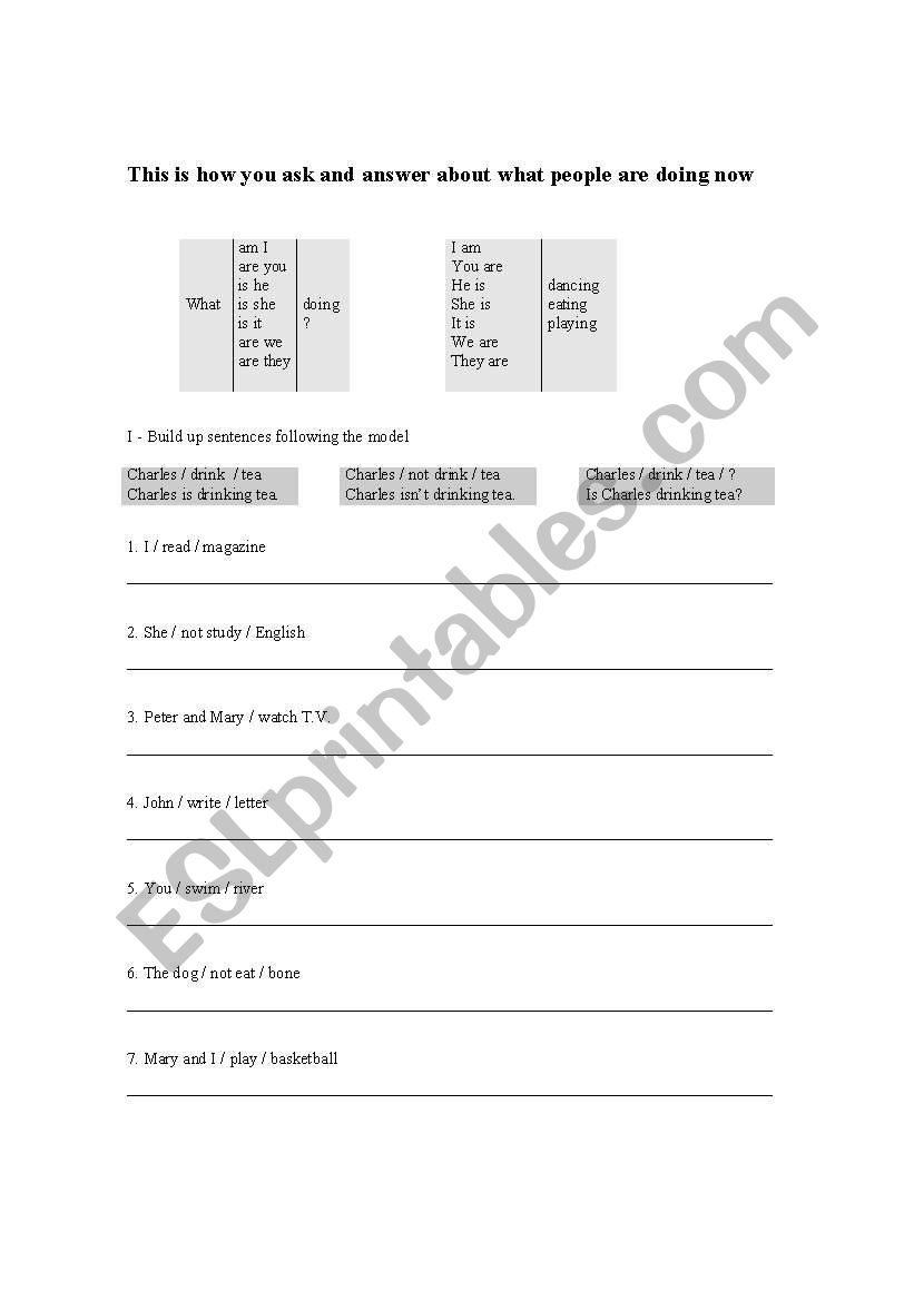 Present Continuous worksheet