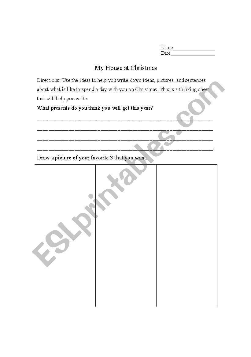 My House at Christmas worksheet