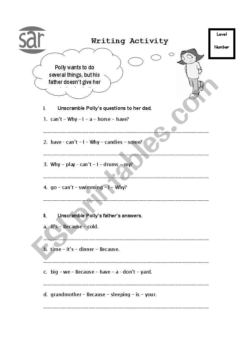 Polly and her dad worksheet