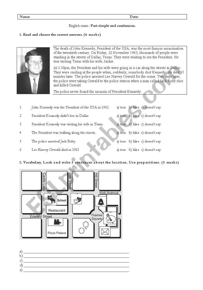 Past simple and continuous worksheet