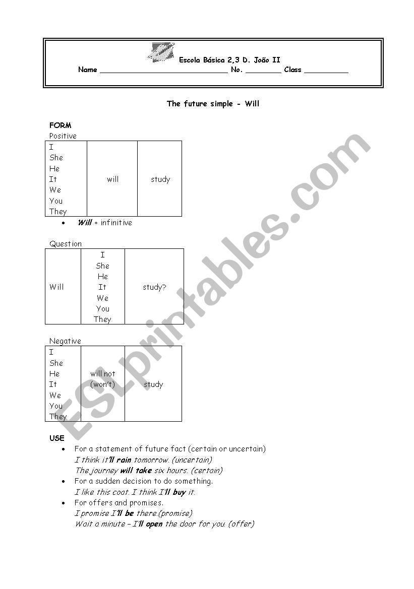 Future - Will worksheet