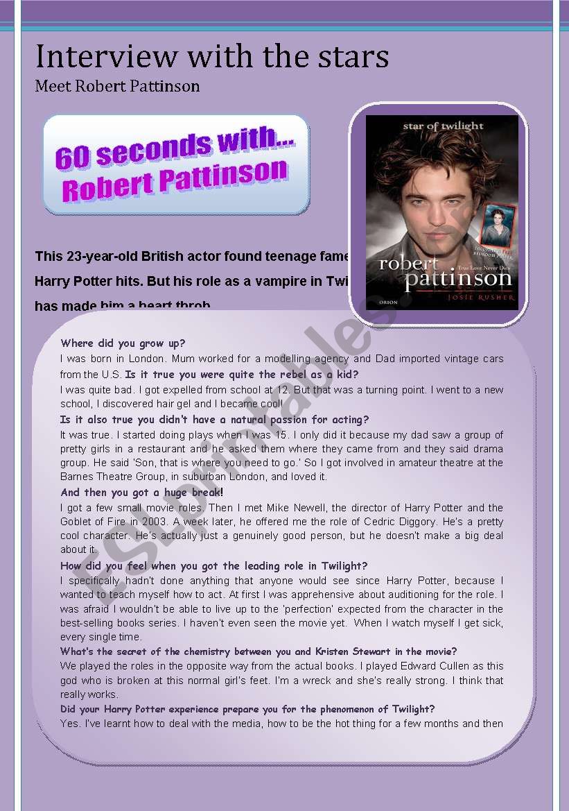 60 seconds with Robert Pattinson