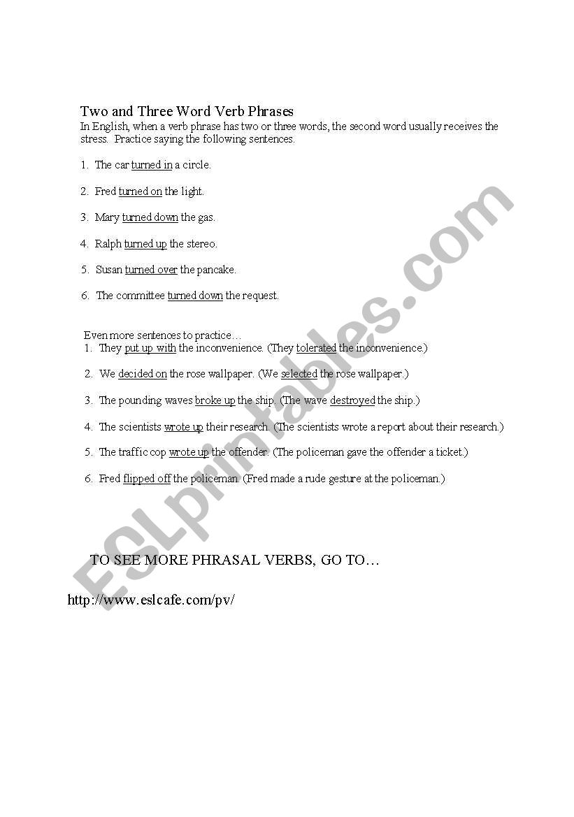 phrasal verbs worksheet