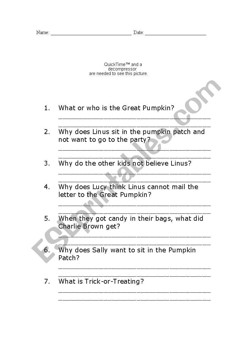 Charlie Brown Halloween worksheet
