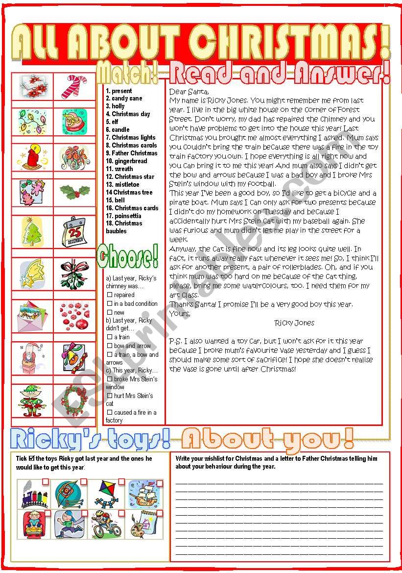 All about Christmas! worksheet