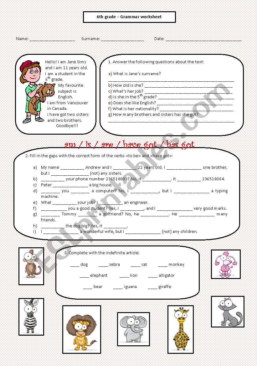 Personal Id worksheet