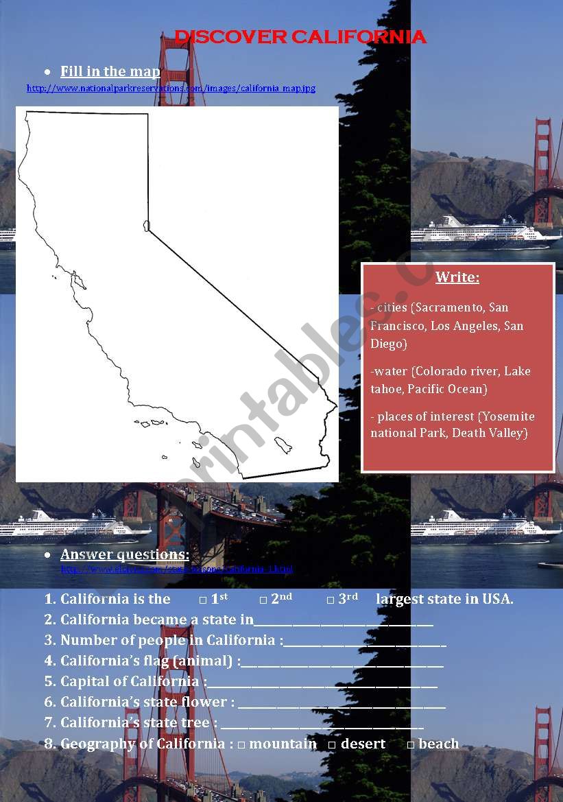 California worksheet