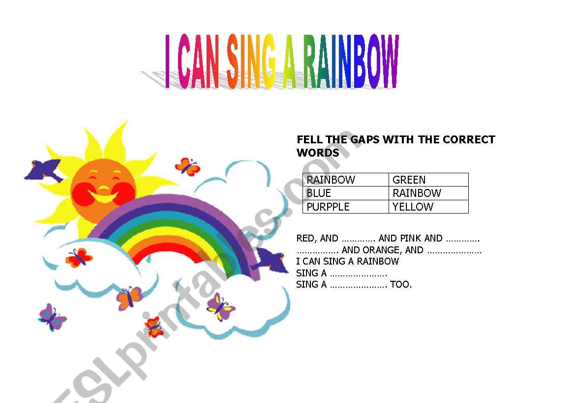 I CAN SING A RAINBOW worksheet
