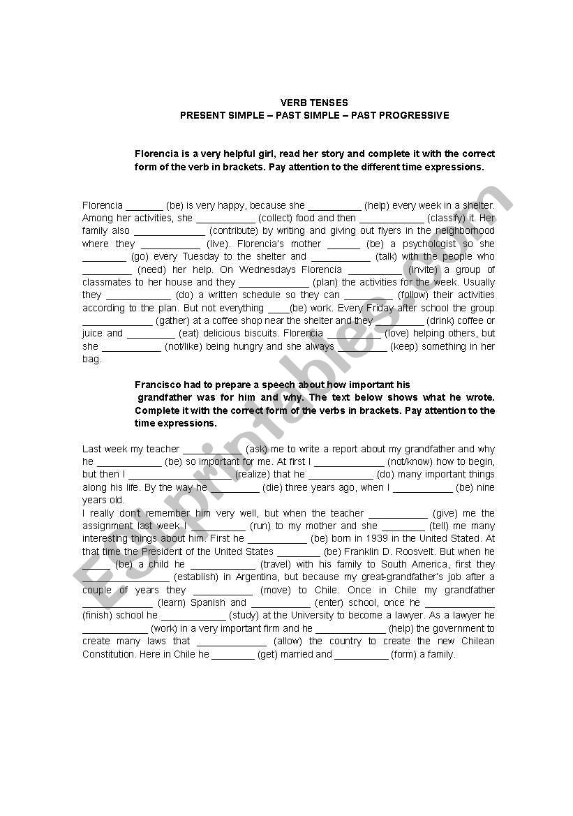 Verb Tenses. Present and Past Simple; Past Simple vs. Past Progressive