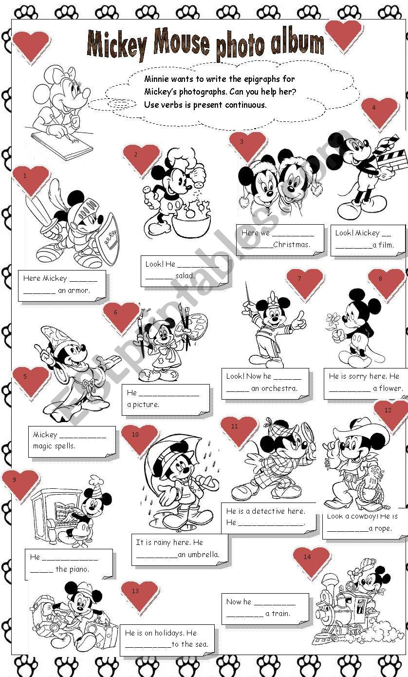 Mickey Mouse photo album worksheet