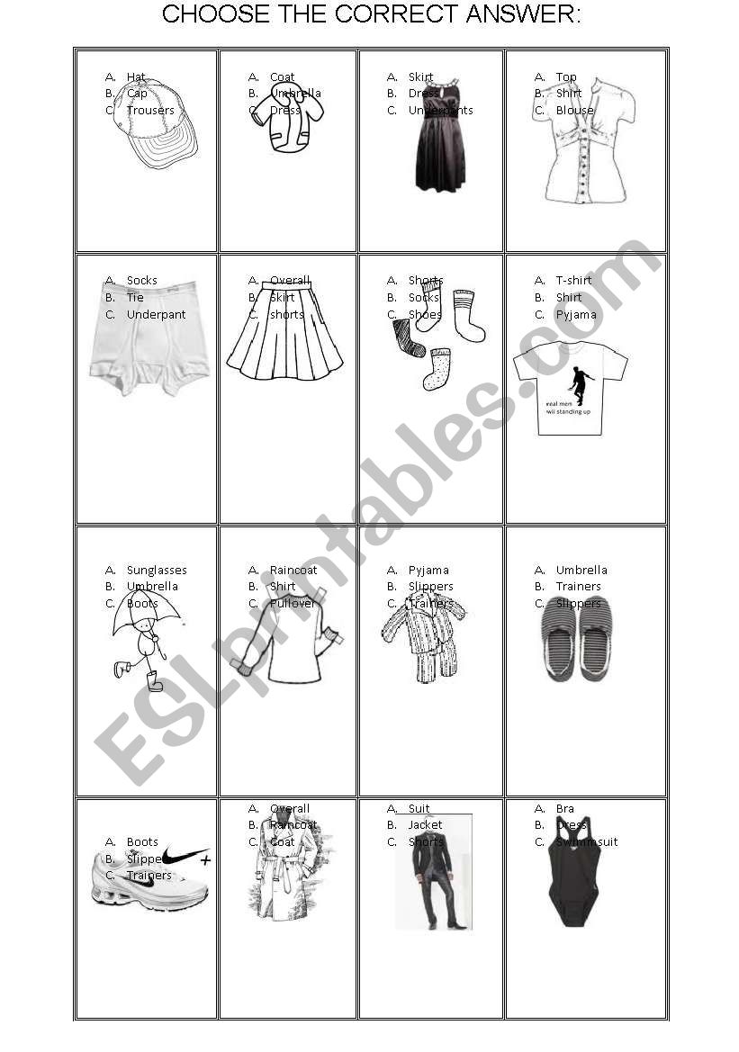 CLOTHES worksheet