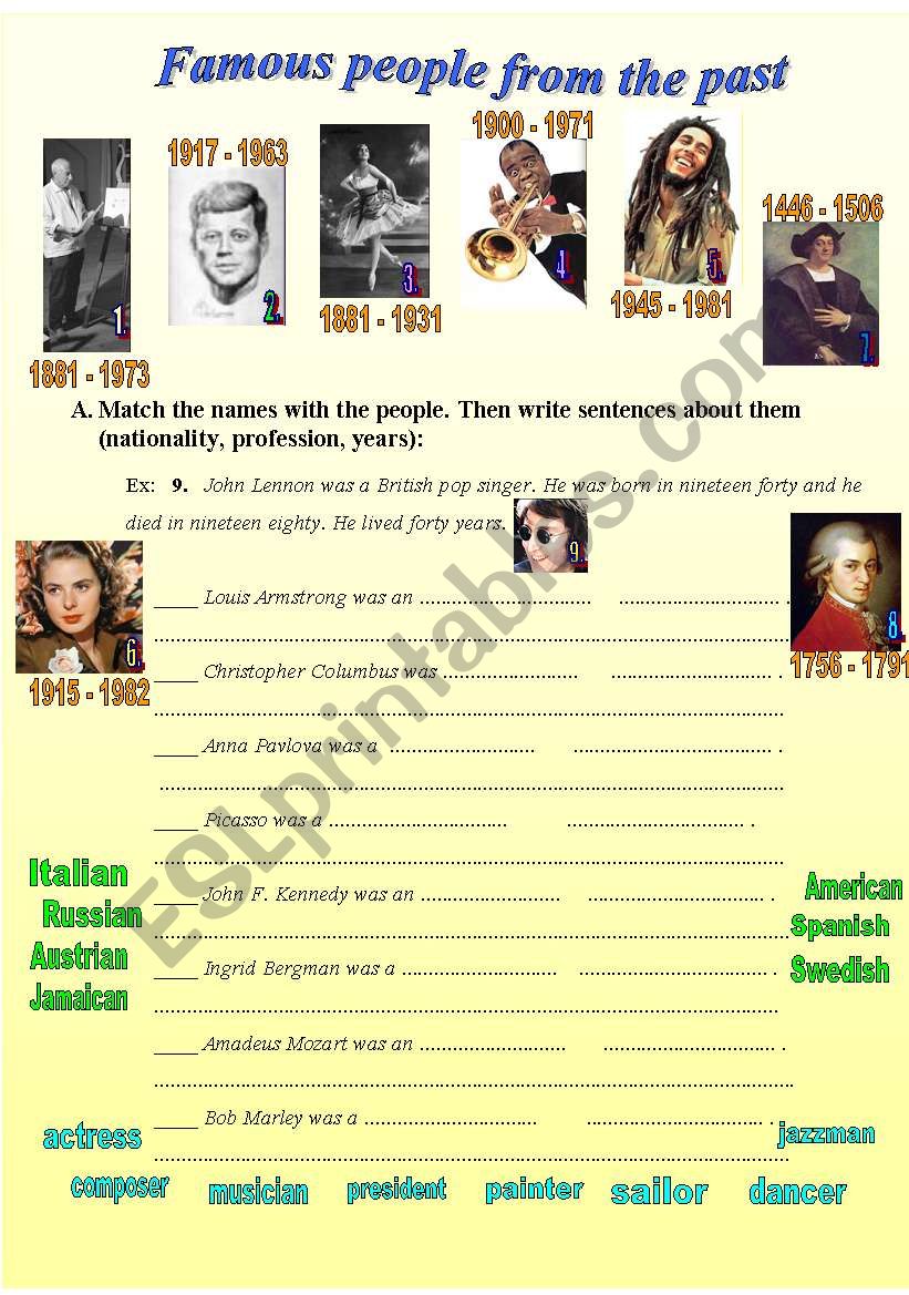 Famous people from the past worksheet