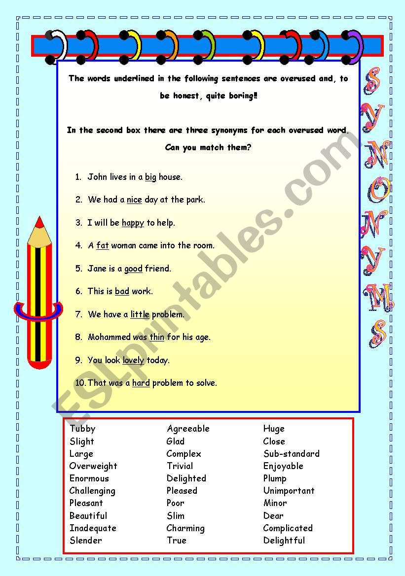 synonyms-replace-those-boring-words-esl-worksheet-by-nicola5052