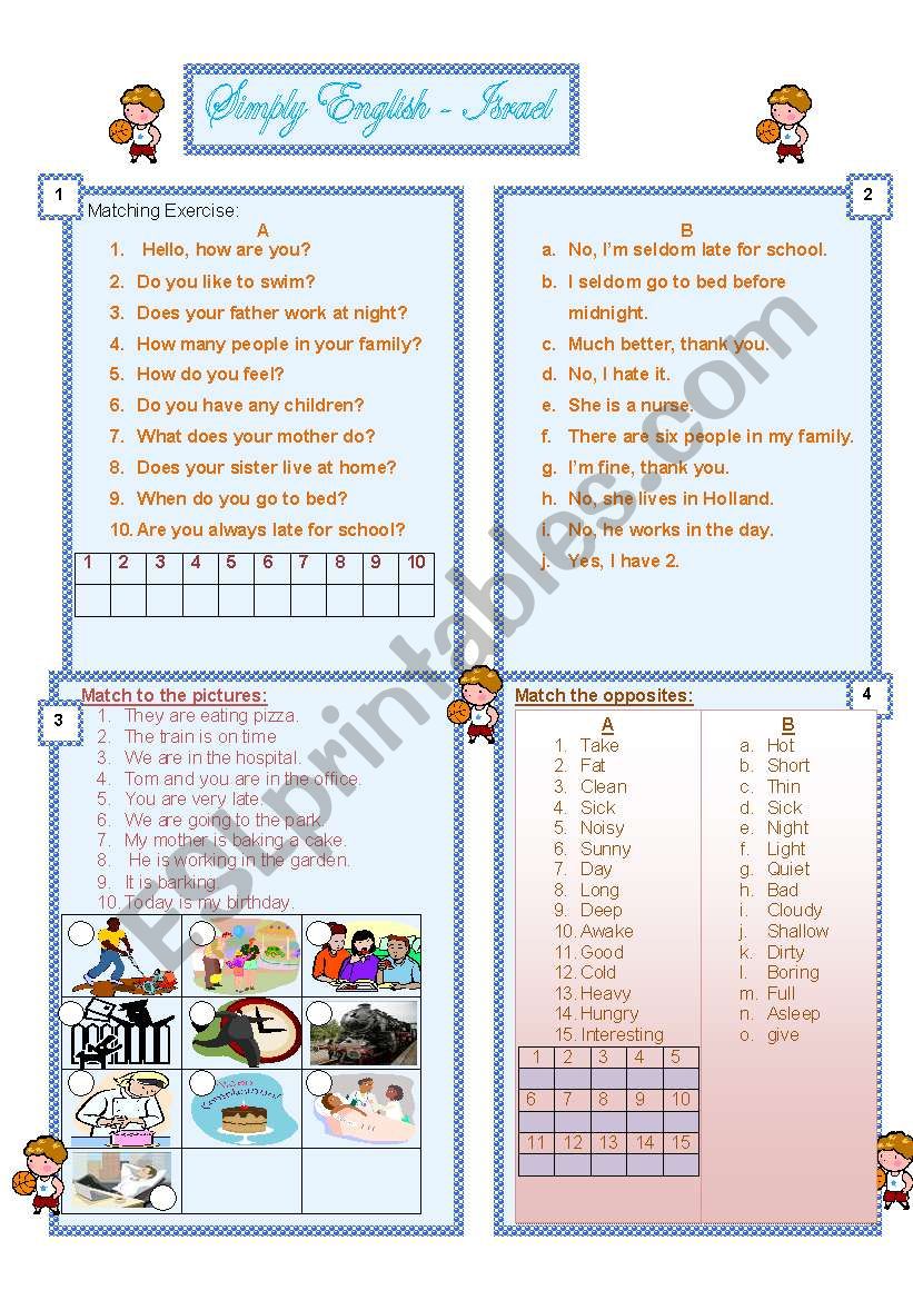 Matching Exercises worksheet