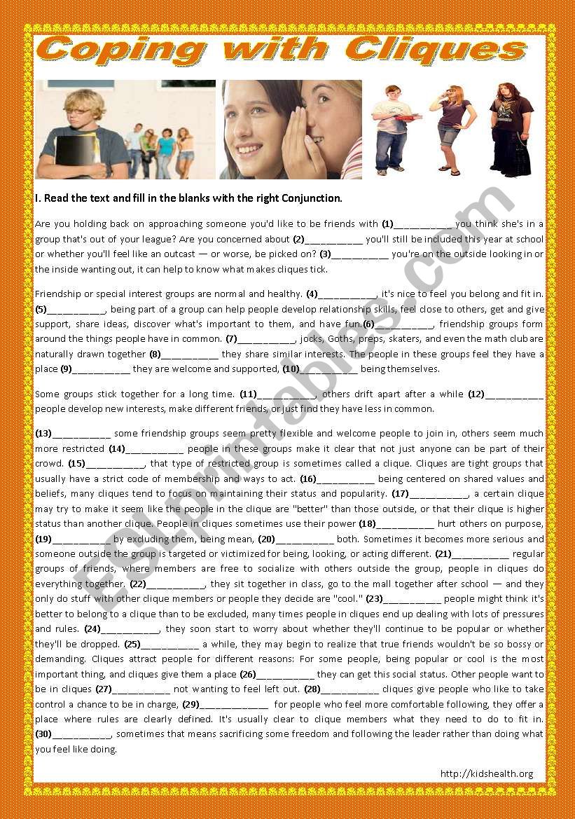 COPING WITH CLIQUES - PART I worksheet