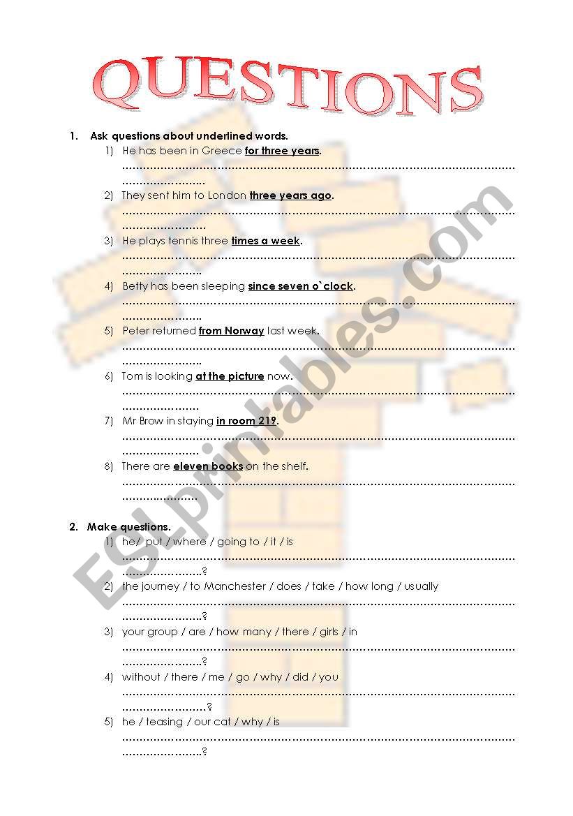 questions worksheet