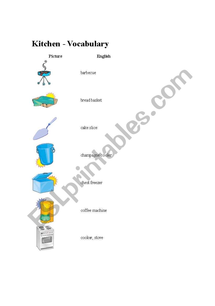 Kitchen  worksheet