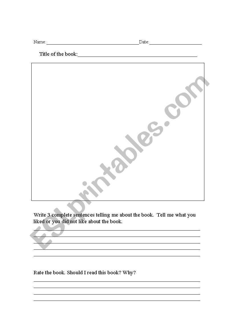 Rate that Book worksheet