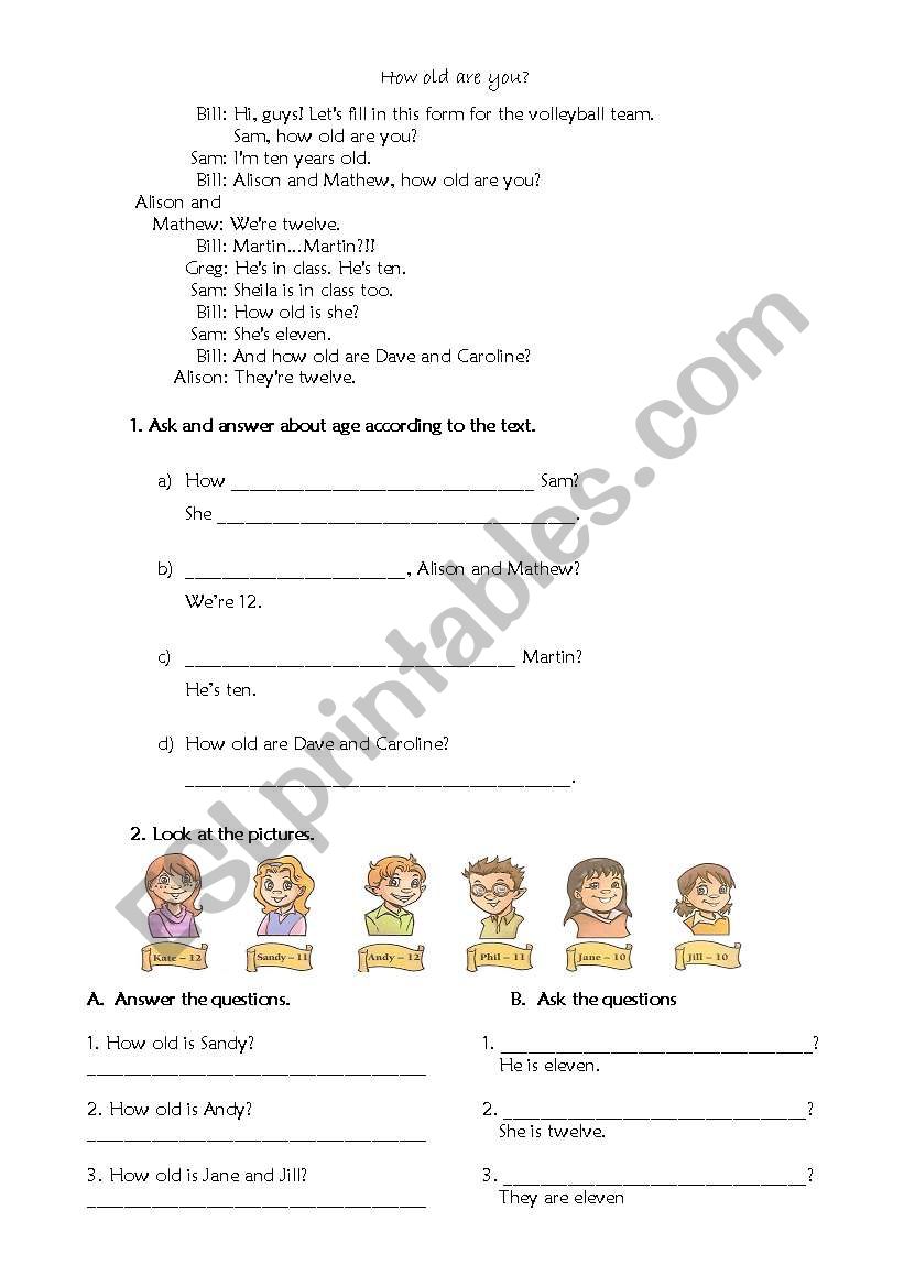 How old are you? worksheet