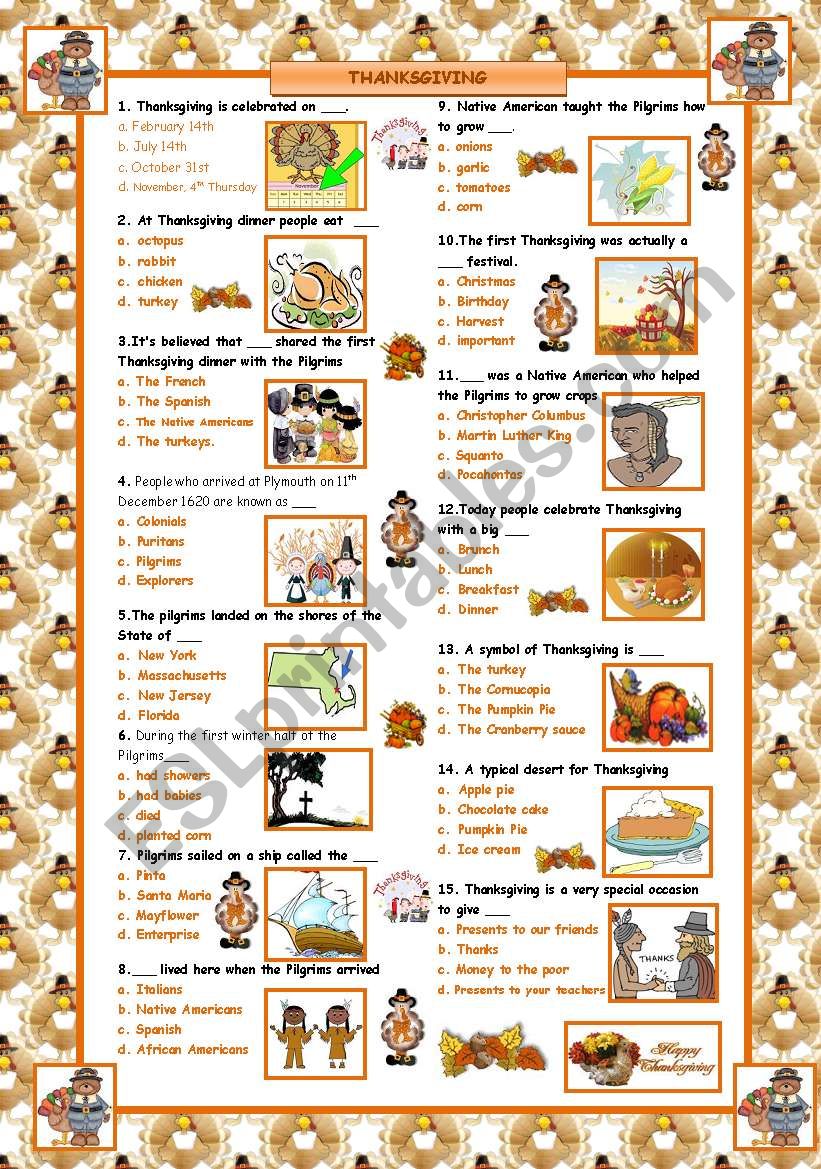 Thanksgiving Quiz!  worksheet