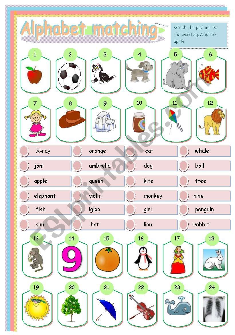 Alphabet matching worksheet