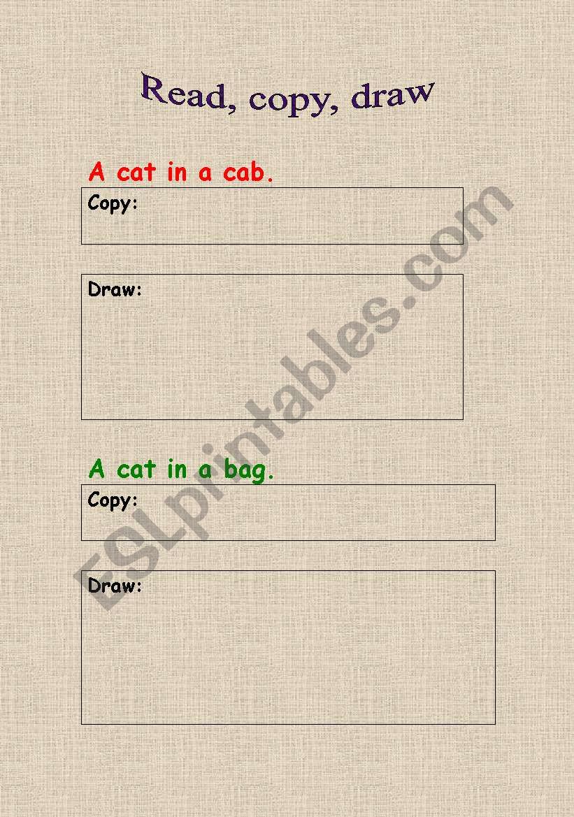 Read, copy and draw (elementary sentences)