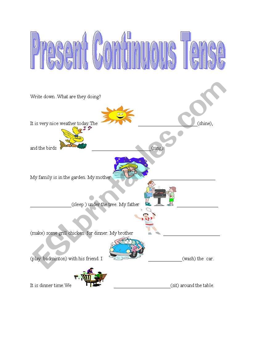 present continuous worksheet