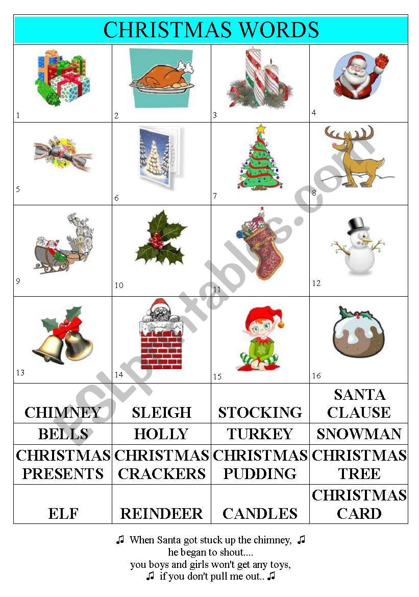 Christmas Words worksheet