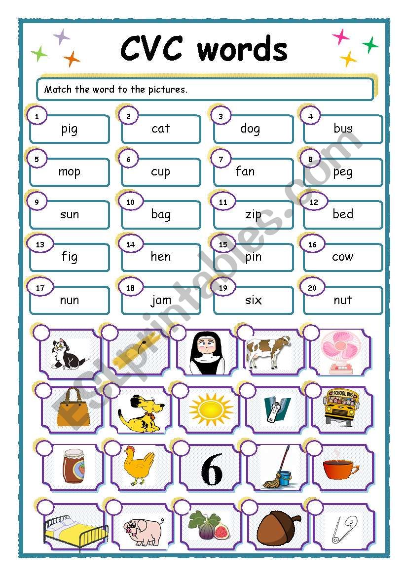 cvc-words-matching-esl-worksheet-by-gerbrandeeckhout