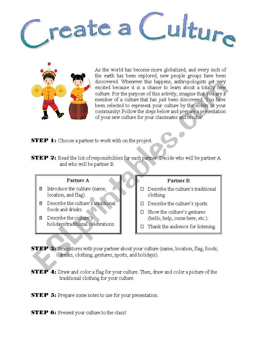 Create-a-Culture Activity worksheet