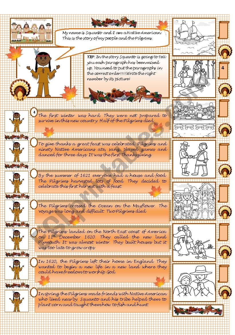 The First Thanksgiving worksheet
