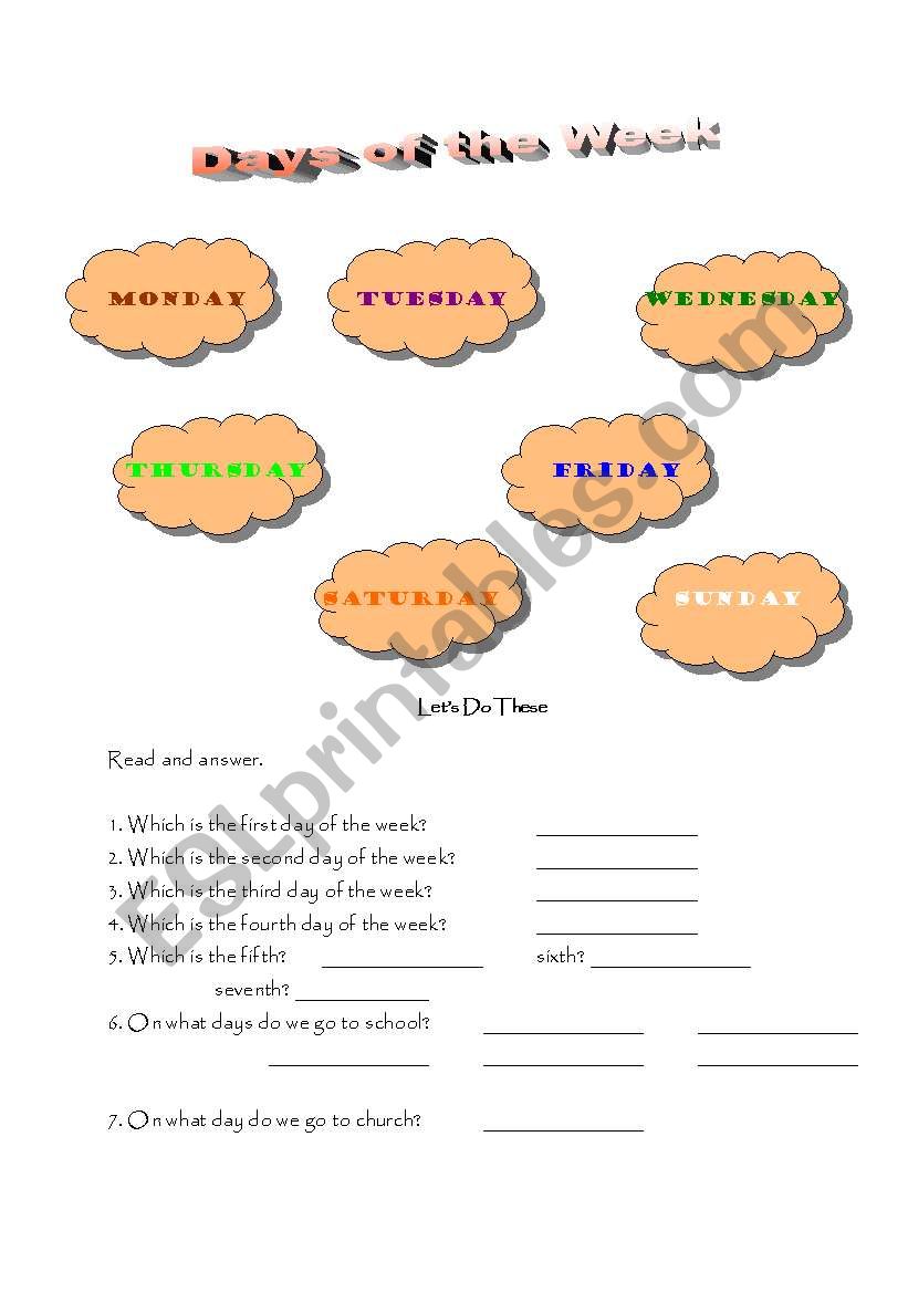 Days of the Week worksheet