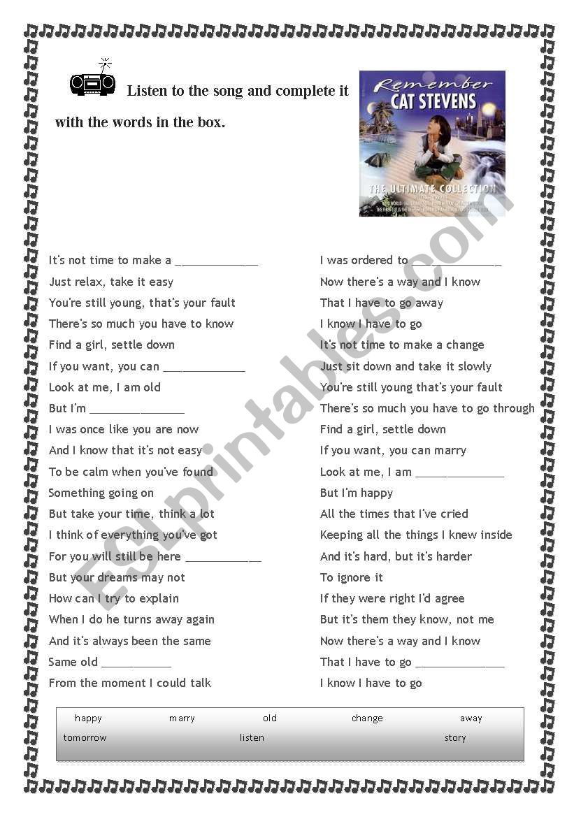 Song father and son worksheet