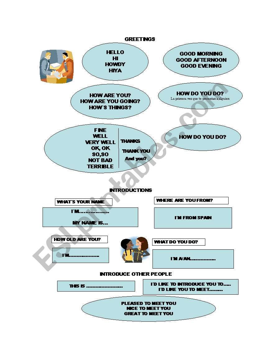 GREETINGS AND INTRODUCTIONS worksheet