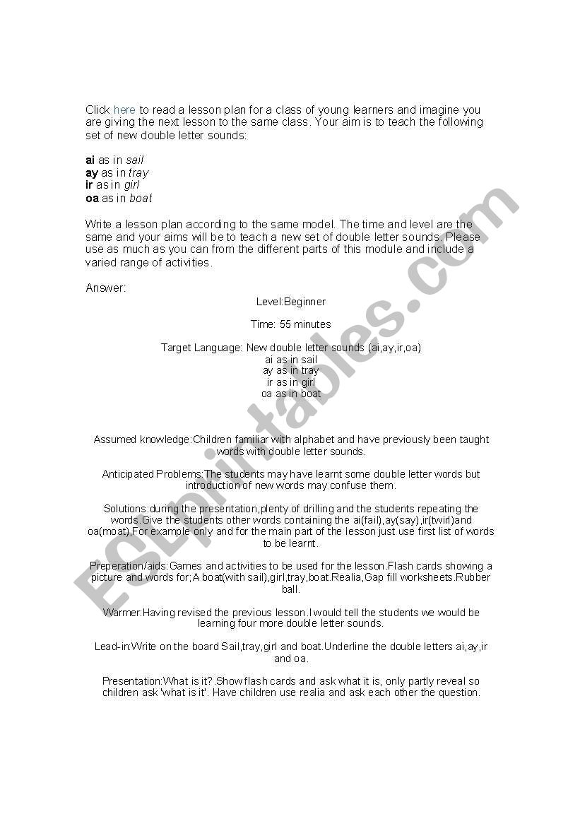double letter sounds lesson plan