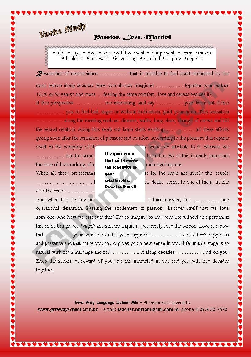 PASSION - LOVE - MARRIAGE worksheet
